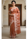 Premium Handloom Sambalpuri saree- orange white