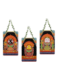 Divine Trinity Wall Hanging Set | Jagannath, Balabhadra & Subhadra (Set of 3)