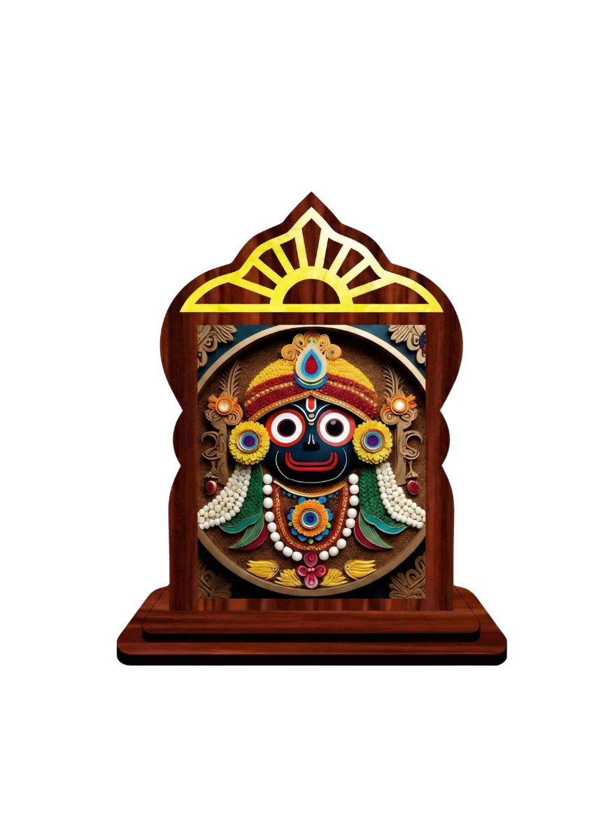 Premium Wooden Lord Jagannath Art Frame | Tabletop Divine Decor