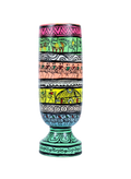Tribal Tales Wooden Pen Stand & Vase | Hand-Painted Saura Art (Multicolor)