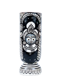 Monochrome Heritage: Hand-Painted Wooden Vase | Traditional Odisha Art (Black & White)