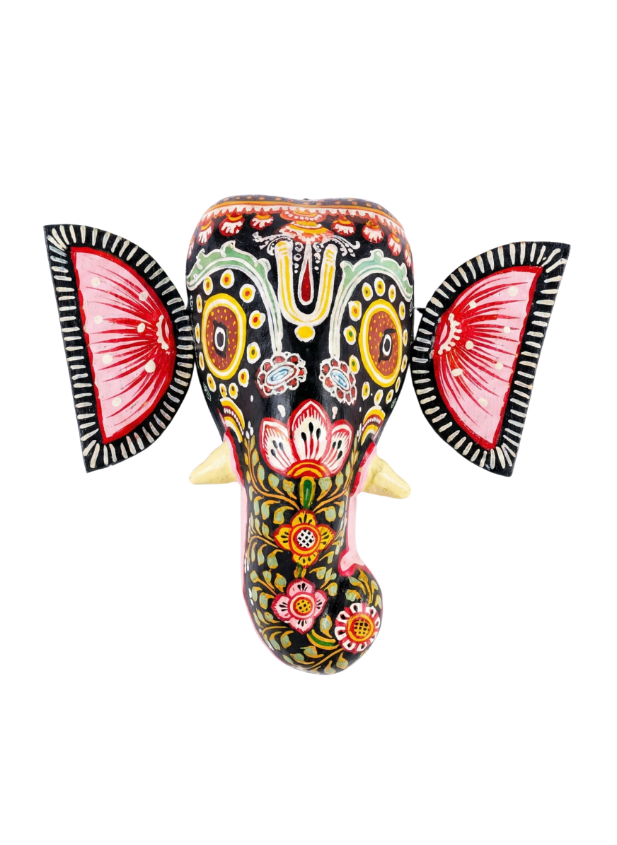 Hand-Painted Papier-Mâché Elephant Head | Sustainable Wall Decor