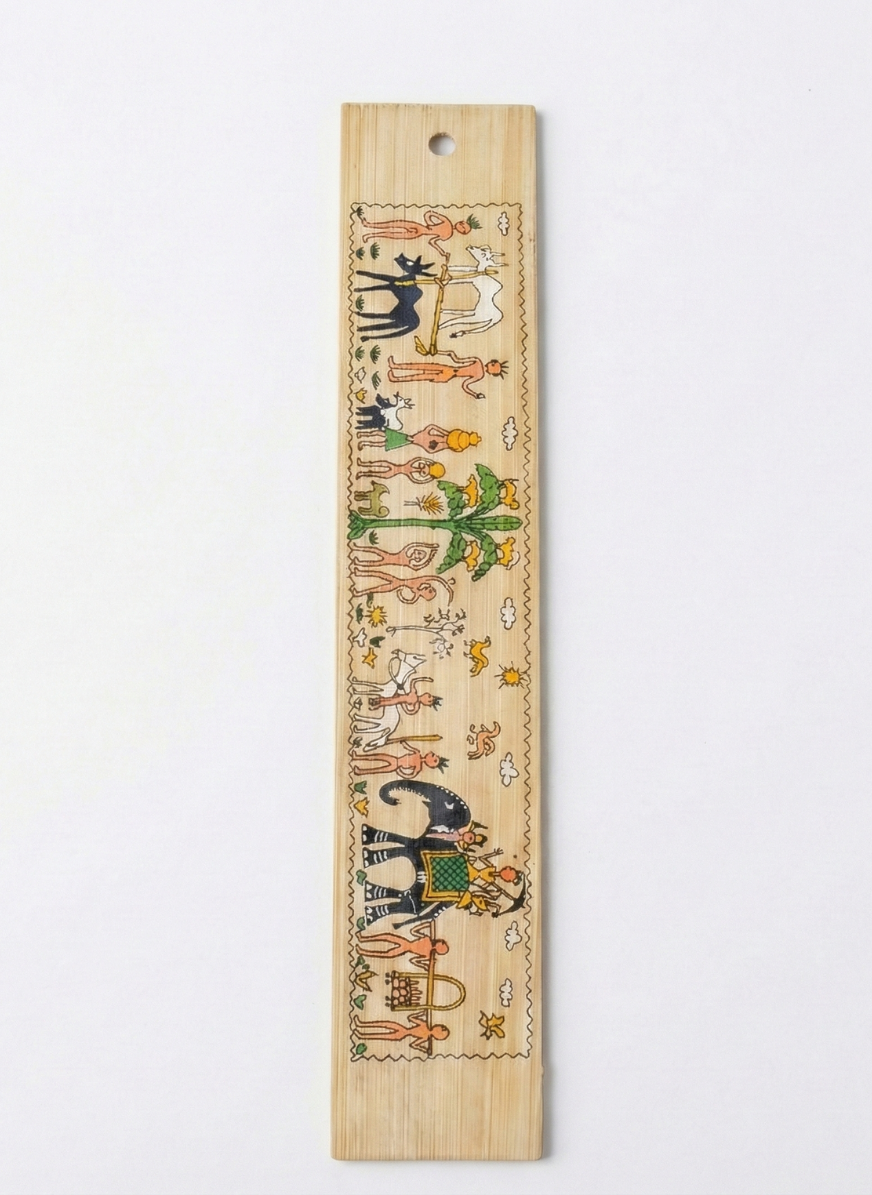 Hand-Engraved Talapatra Bookmark | Traditional Odisha Palm Leaf Art (Tribal Motif)