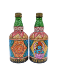 Hand-Painted Pattachitra Bottle Art | Lord Krishna & The Divine Flute (Multicolor)