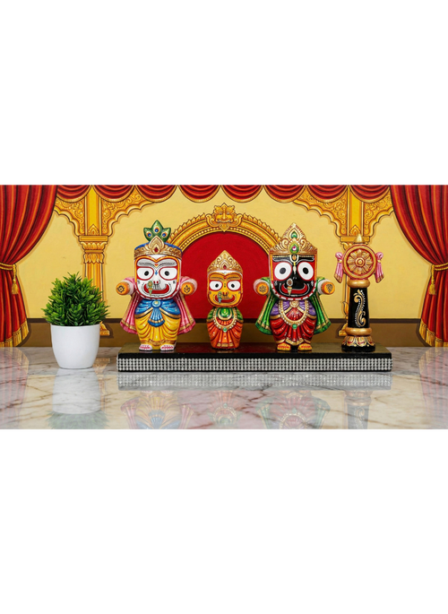 Divine Trinity: Hand-Painted Jagannath, Balabhadra & Subhadra Idol Set (Car Dashboard & Home Decor)